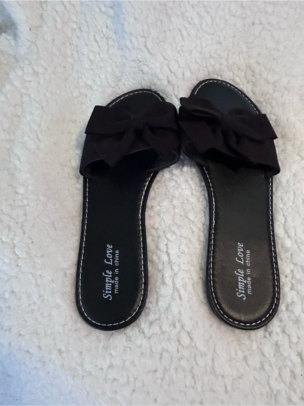 2  pairs of Women's Black and white Bow Slide Mules